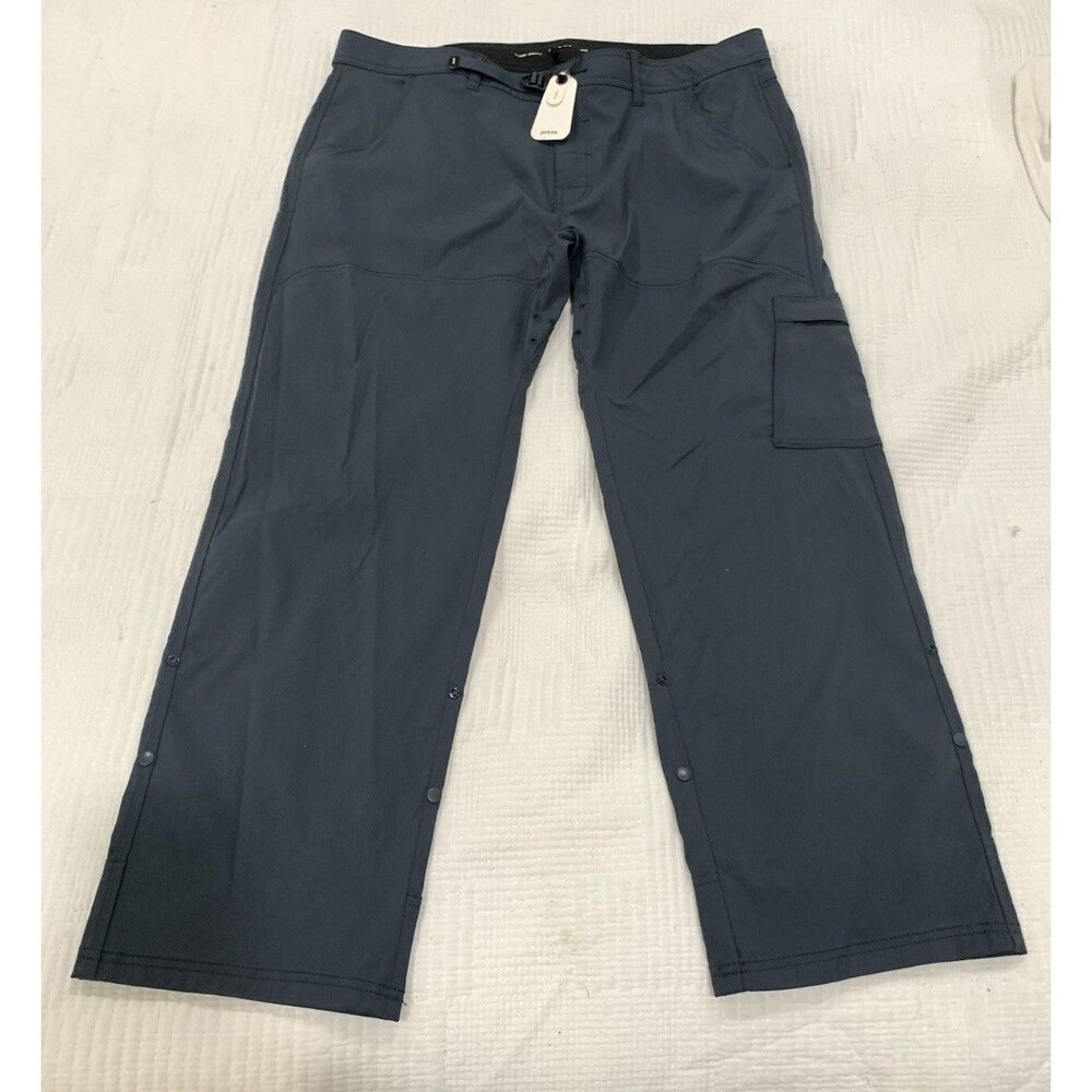 Prana Zion Stretch Pants Relaxed Straight Leg Men's Size 40x30 Nylon Dark Blue